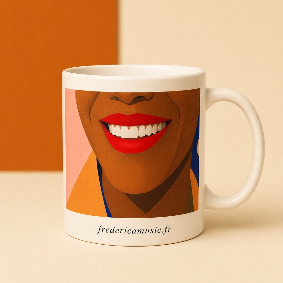Mug Frederica avec le visuel du sourire rouge
