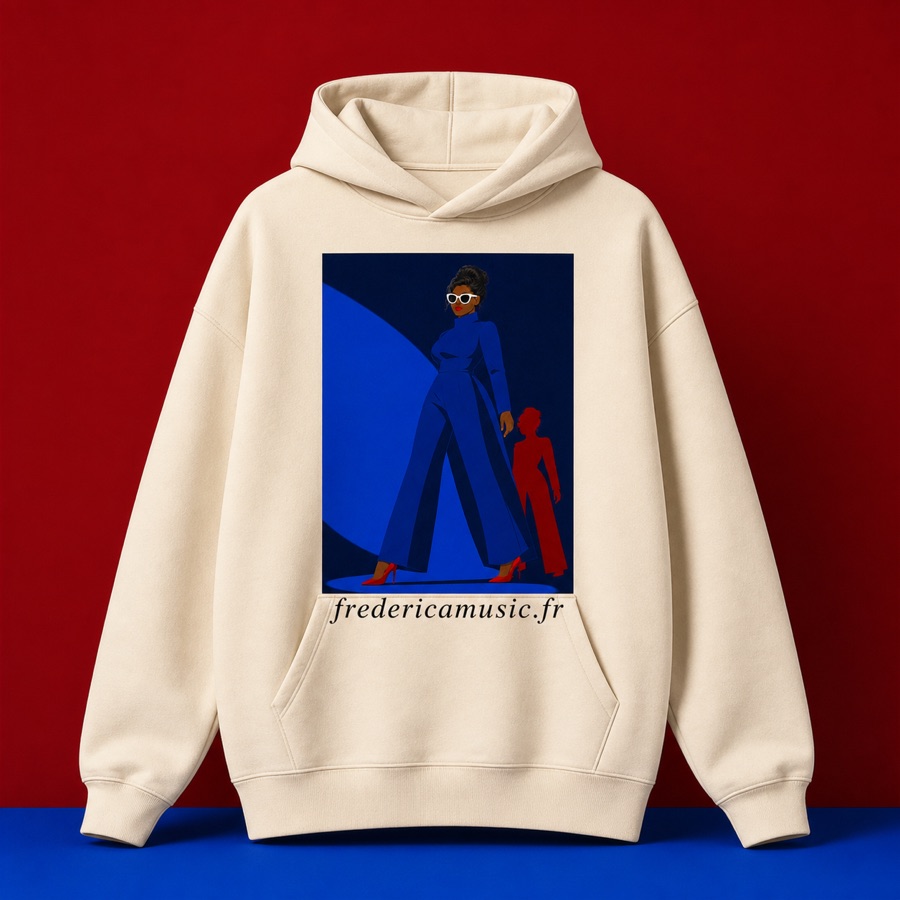 Sweat à capuche Frederica avec le visuel bleu