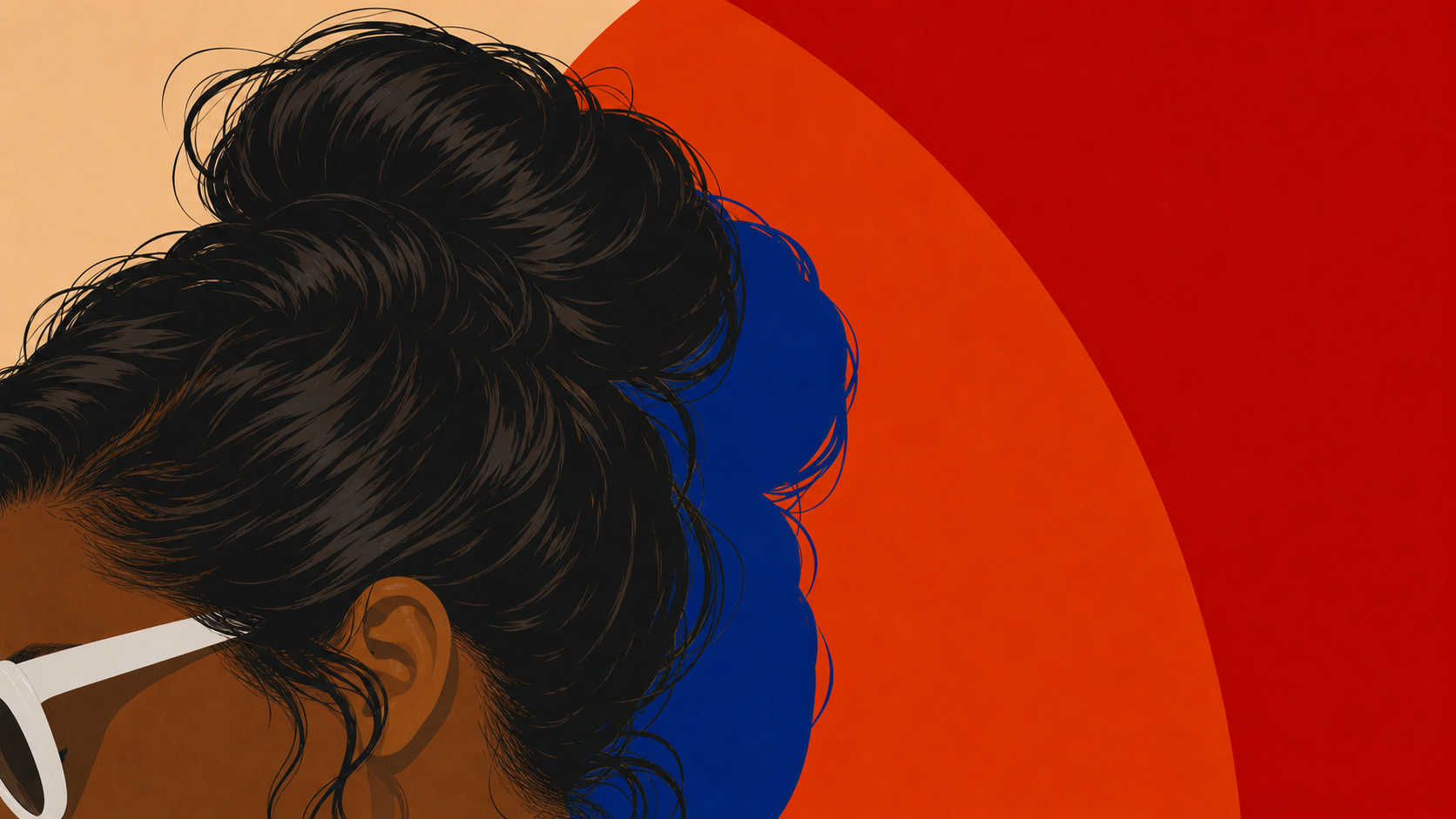 Gros plan artistique sur le chignon libre de Frederica